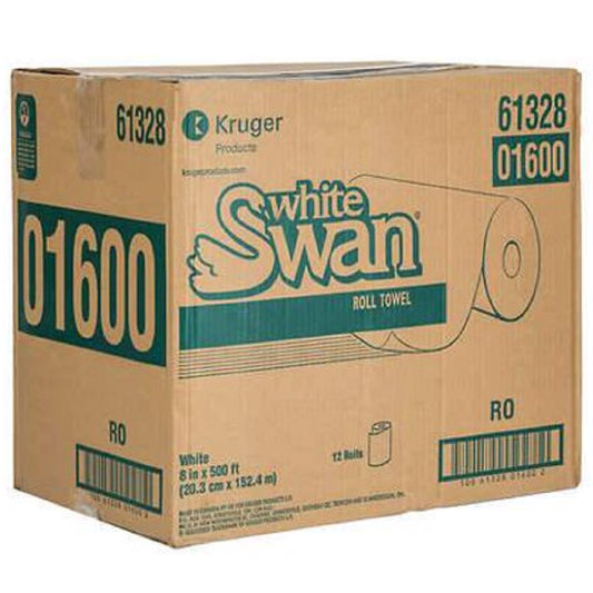 White Swan® Paper Towel Rolls – White, 8″ x 500 (01600)