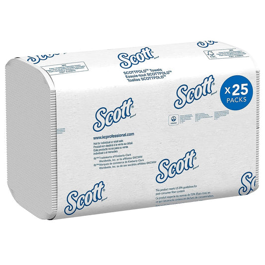 Scott® Pro ScottFold Folded Towel, 1-Ply, White, 25 Packs, 175 Sheets, 01960