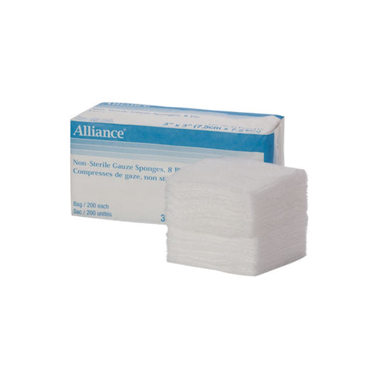 Alliance® Non-Sterile Woven Gauze Sponges, 3" x 3", 12-ply,