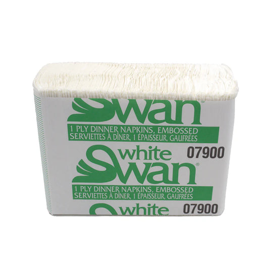 White Swan 1-Ply Dinner Napkins, 1/8 Fold , 3000/case - (07900)