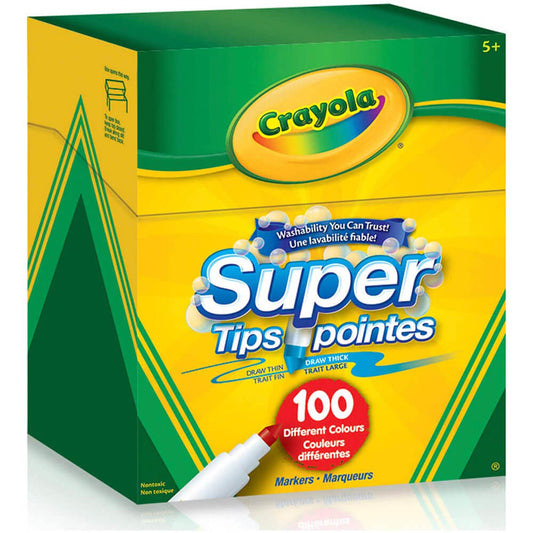 Crayola 100 Count Super Tips Washable Markers - Case of 2 Boxes