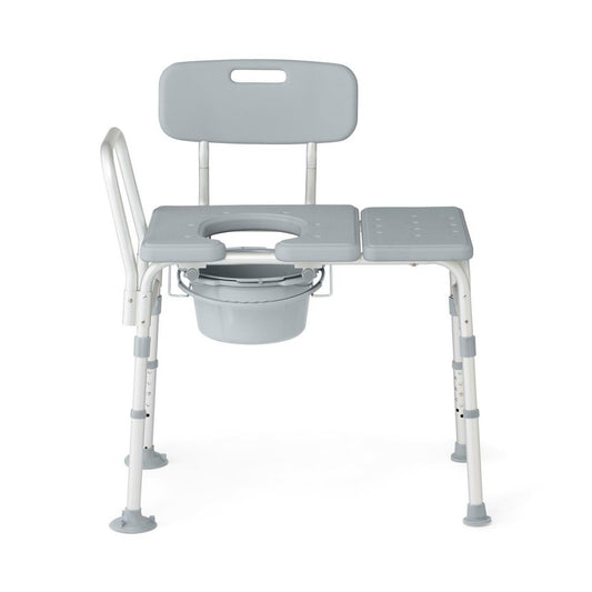 Medline Combination Transfer Bench and Commode, 400 lb, Gray