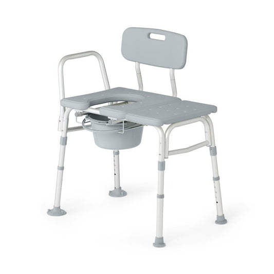 Medline Combination Transfer Bench and Commode, 400 lb, Gray