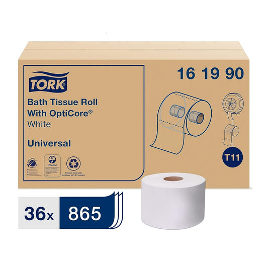 Tork® Universal Bath Tissue Roll with OptiCore®, 2-Ply, 865 Sheets/Roll, 161990
