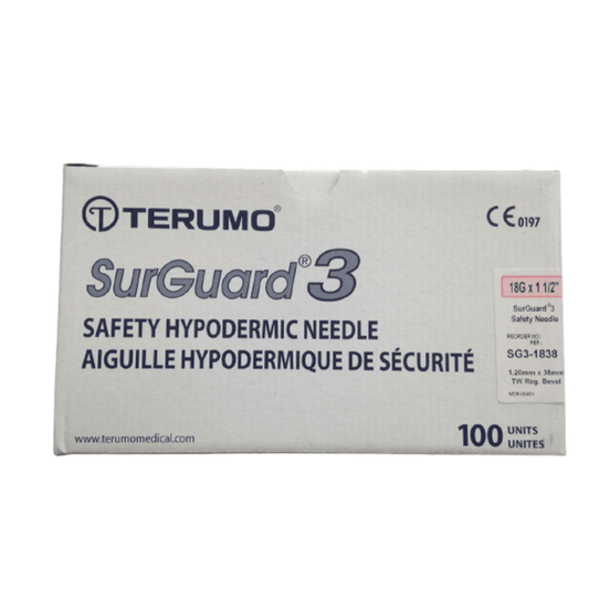 Terumo SurGuard™3 Safety Hypodermic Needle, 18G x 1.5 in