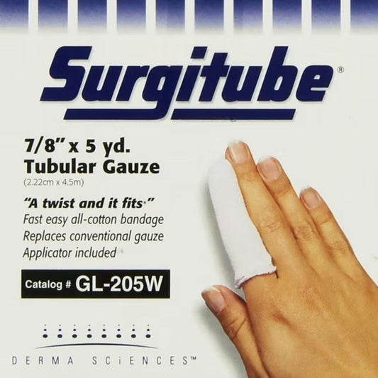 SURGITUBE Tubular Gauze 5yd x 7/8" - Large fingers & toes, Case of 12