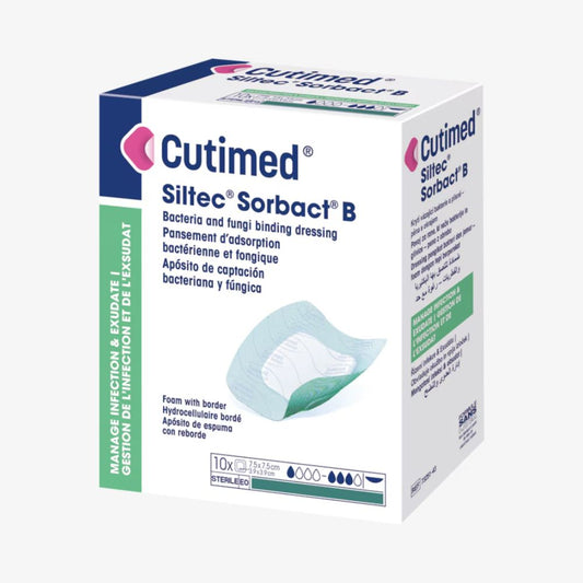 Cutimed Siltec Sorbact B - Antimicrobial Sterile Foam Dressing with Silicone Border