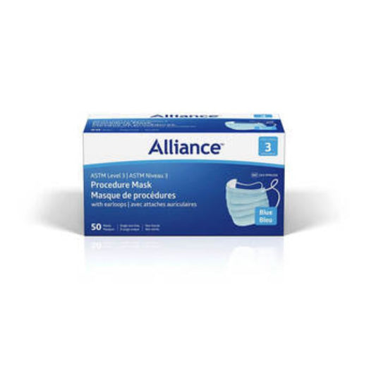 Alliance Level-3 Surgical Face Mask with Ear Loops, Blue - Box of 50