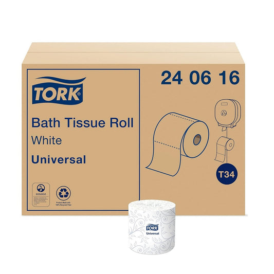 Tork® Universal Bath Tissue Roll, 2-Ply, 616 Sheets/Roll, 48 Rolls, 240616