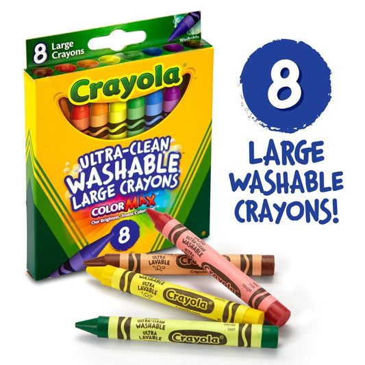 Crayola 8 Count Ultra Clean Large Washable Crayons - Case of 12 Boxes