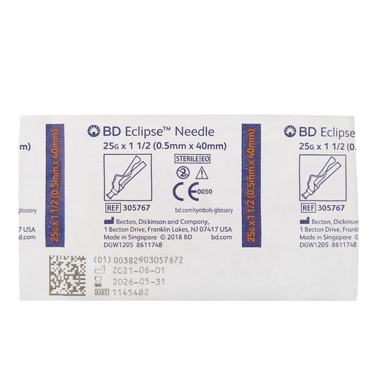BD® Eclipse™ Safety Needle, 25G x 1-1/2 in.- Box of 100