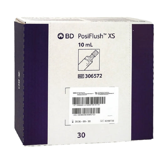 10 mL BD PosiFlush Externally Sterile (XS) Saline Flush Syringe - Box of 30