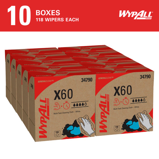 WypAll® X60 Cloths, Pop Up, White, 126 Cases, 34790 -Case of 10