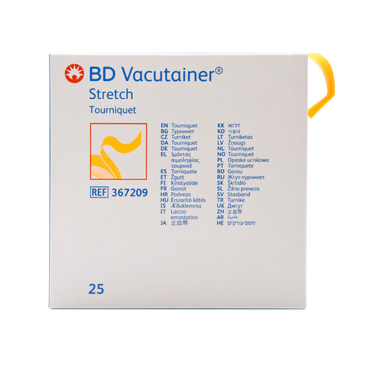 BD Vacutainer® Stretch latex-free tourniquet with dispensing box , 1" x 18"- Box of 25