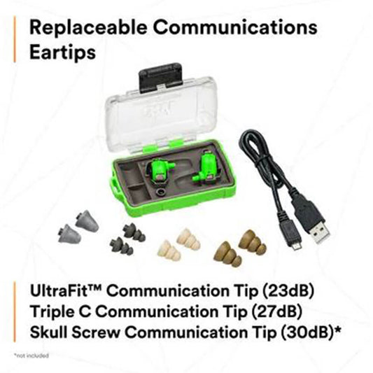 3M™ Peltor Electronic Earplugs with Charging Case – EEP-100, green