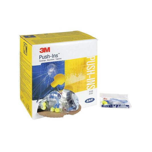 3M™ E-A-R™ Push-Ins Earplugs, 318-1001, yellow, corded - 100 Per Box