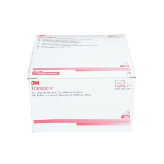3M™ Transpore™ Surgical Tape, Plastic, 1" x 1-1/2yd - Transparent
