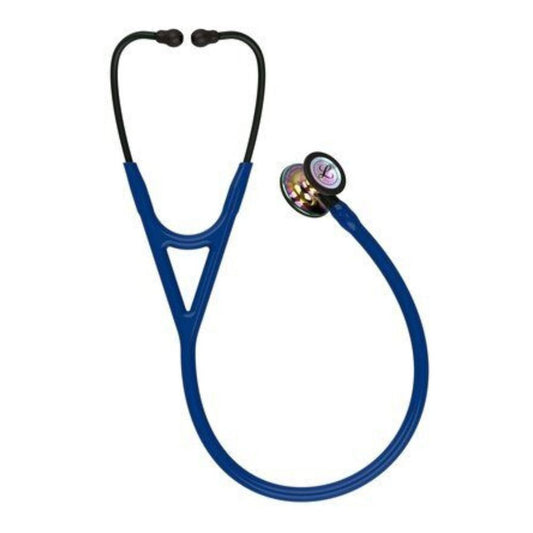 Littmann® Cardiology IV™ Diagnostic Stethoscope, 27" - High Polish Rainbow, Black Stem, Navy Tube