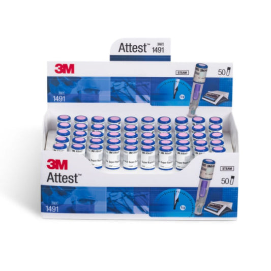3M Attest Super Rapid Steam Biological Indicator, 24 minutes, 1491 - Box of 50