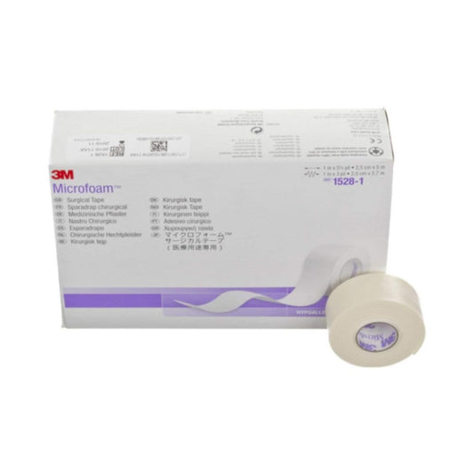 3M Microfoam Surgical Tape, 2.5cm x 5m - 1528-1 - Box of 12 Rolls