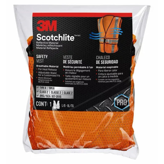 3M™ Scotchlite™ Reflective Material Safety Vest 94625-80030-PS, Breathable, Hi-Viz Orange, Large/X-Large - 5 Per Case