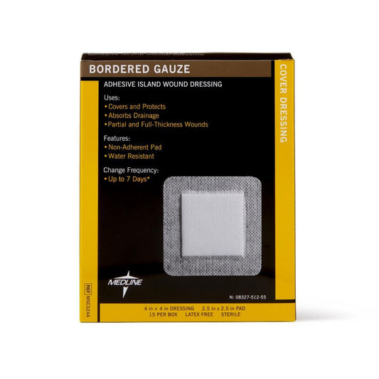 Bordered Gauze Adhesive Island, 4" x 4" with 2.5" x 2.5" Pad
