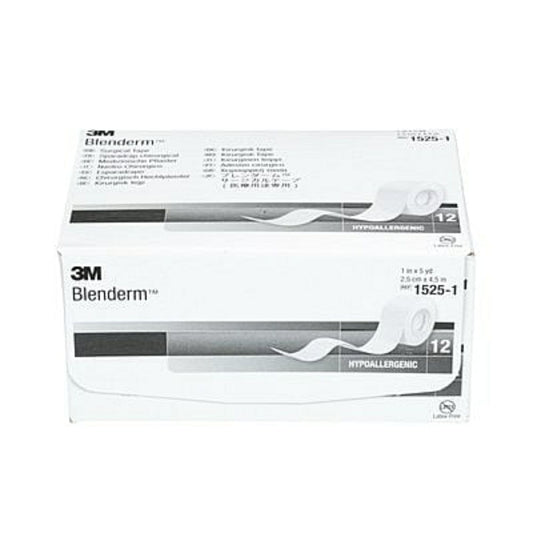 3M Blenderm Clear Surgical Tape, 1" x 5 Yards (2.5cm x 4.5m), 1525-1 - Box of 12
