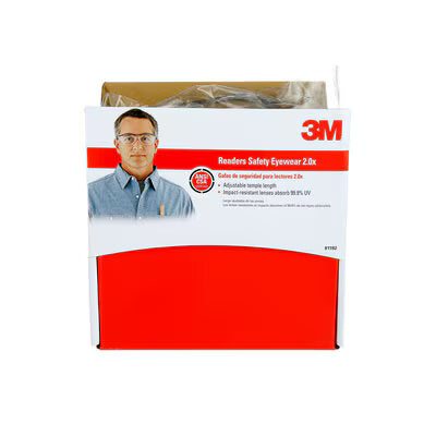 3M™ Readers Safety Eyewear 91192H1-C, 2.0X, Black Frame, Clear Lens - 5 Per Case