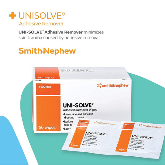 Uni Solve Adhesive Remover Wipes, Pack of 50
