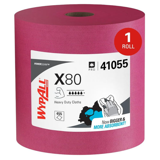 WypAll® PowerClean™ X80 Heavy Duty Cloths, 12.4" x 13.4", 475 Wipers