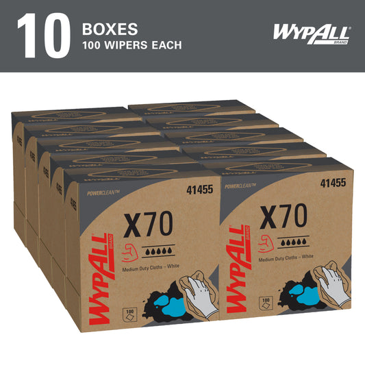 WypAll® X70 Cloth Pop-Up Box, White, 100 Sheets, 41455 - Box of 100