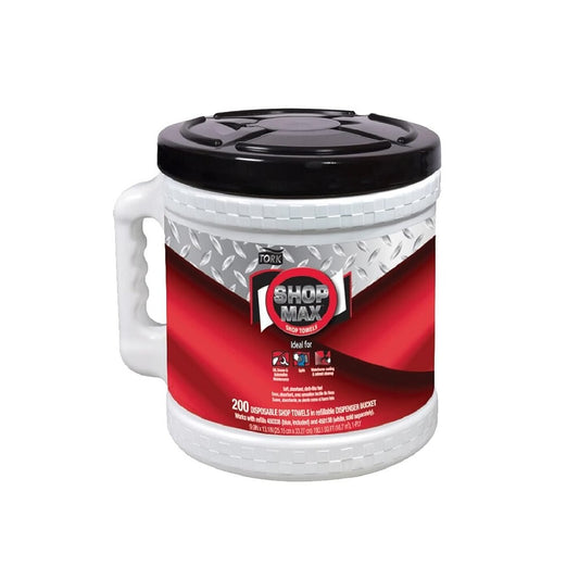 Tork® Advanced ShopMax™ Wiper 450, Centerfeed, Dry Wipe Bucket, 1-Ply,  Blue, 200 Wipers, 2 Buckets, 450340