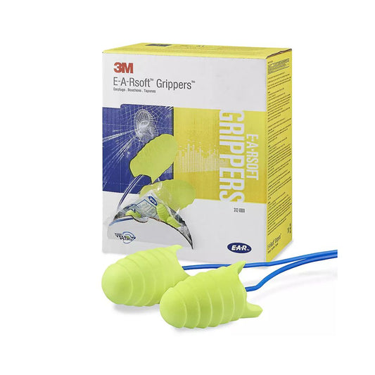 3M™ E-A-Rsoft Grippers Earplugs, 312-6001, Corded, Yellow, Box of 200