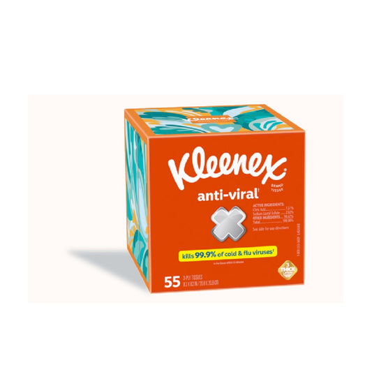 Kleenex Anti-Viral Facial Tissues, Cube Boxes, 55 Ct, 3 Ply, 54552