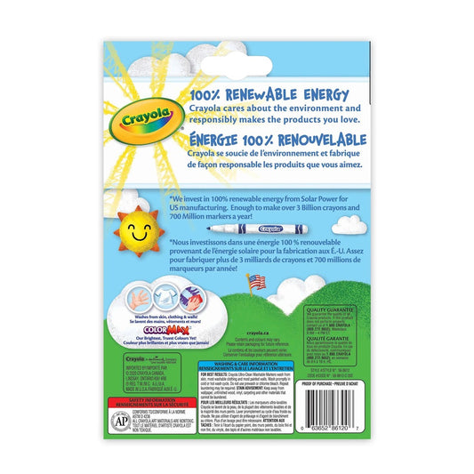 Crayola 12 Count Ultra Clean Washable Fine Line Markers, Bold Colours - Case of 12 Boxes