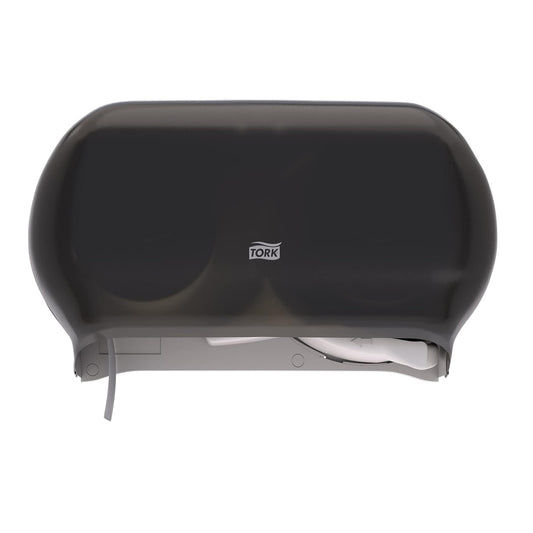 Tork® Twin Jumbo Bath Tissue Roll Dispenser, See-Through, Plastic, 9", Smoke, 56TR