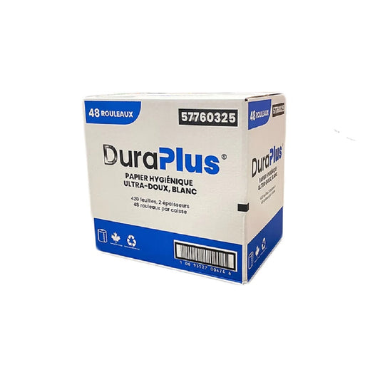 Dura Plus Toilet Tissue Paper, 420 sheets, 2-ply, White, 57760325 - Case of 48 Rolls