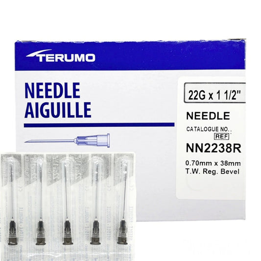 Terumo Hypodermic Thin Wall Needle 22G x 1 1/2 in. - Box of 100