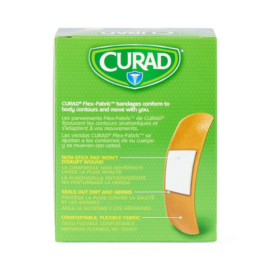 CURAD Flex-Fabric Adhesive Bandages, 1 x 3", Strips, NON25660 - Box of 100