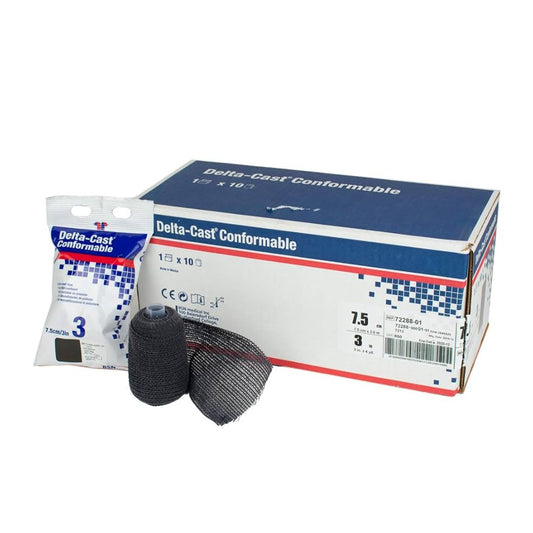 Delta-Cast Conformable - Black Polyester Cast Tape, Pack of 10