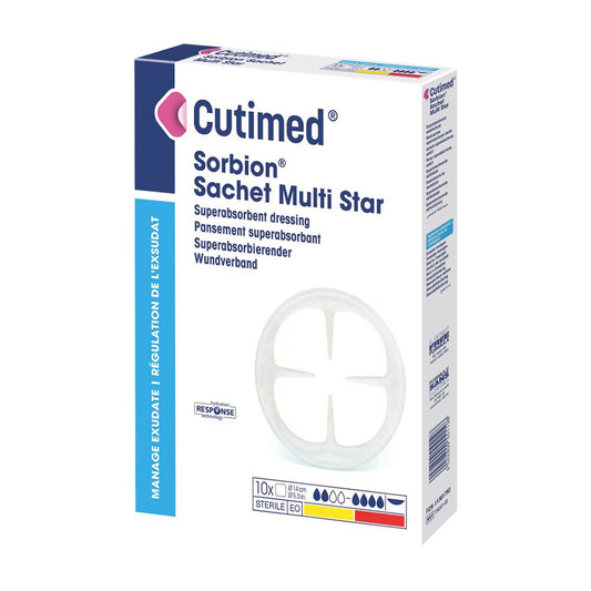 Cutimed Sorbion Sachet Multi Star - Super Absorbent Flexible Sterile Dressing, Box of 10