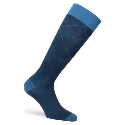 JOBST Style Soft Fit: Compression Knee High Socks, Closed Toe, Argyle Blue - 30-40 mmHg