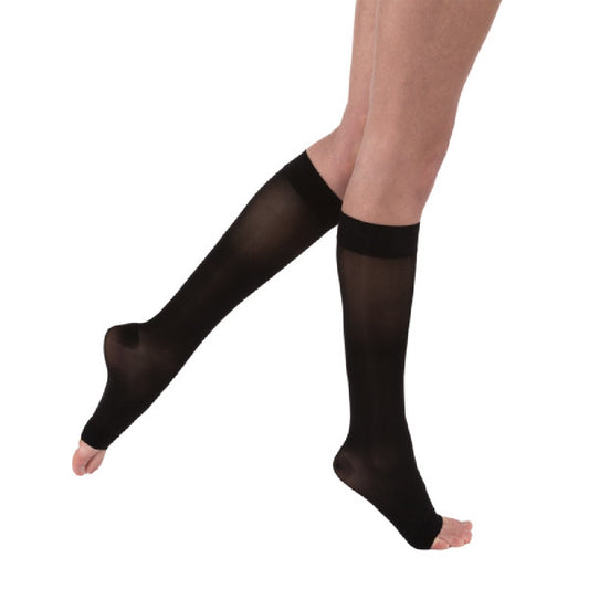 JOBST UltraSheer Compression Stockings, 15-20 mmHg, Knee High, Open Toe, Classic Black