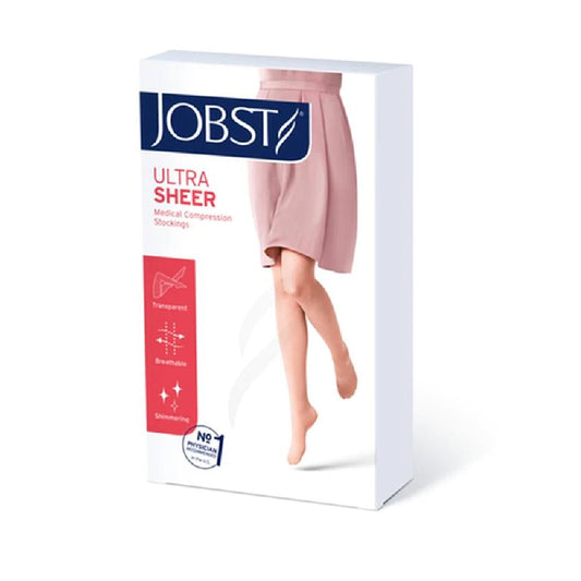 JOBST UltraSheer 30-40 mmHg Thigh High Lace Band Stockings, Closed Toe, Natural