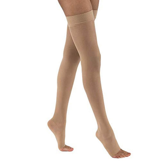 JOBST UltraSheer 20-30 mmHg Thigh High Dot Band Stockings, Open Toe, Honey