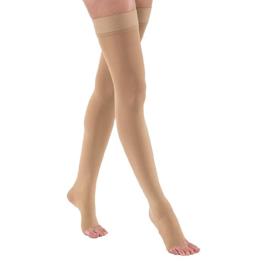 JOBST Opaque 20-30 mmHg Thigh High Dot Band Stockings, Open Toe - Natural