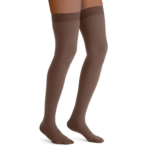 JOBST Opaque Thigh High Stockings, 20-30 mmHg, Silicone Dot Band - Espresso