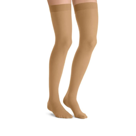JOBST UltraSheer 20-30 mmHg Thigh High Dot Band Stockings, Closed Toe, Natural