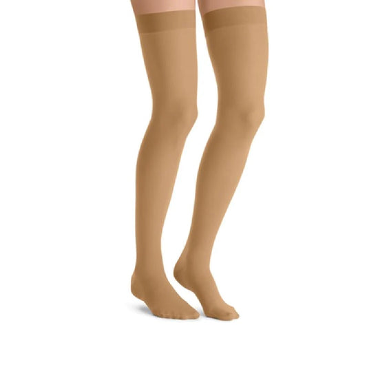 JOBST UltraSheer 20-30 mmHg Thigh High Dot Band Stockings, Closed Toe, Suntan