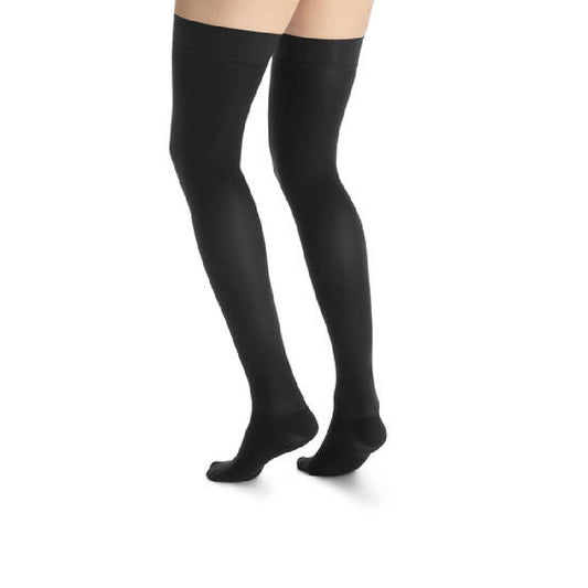 JOBST UltraSheer 30-40 mmHg Thigh High Dot Band Stockings, Closed Toe, Black